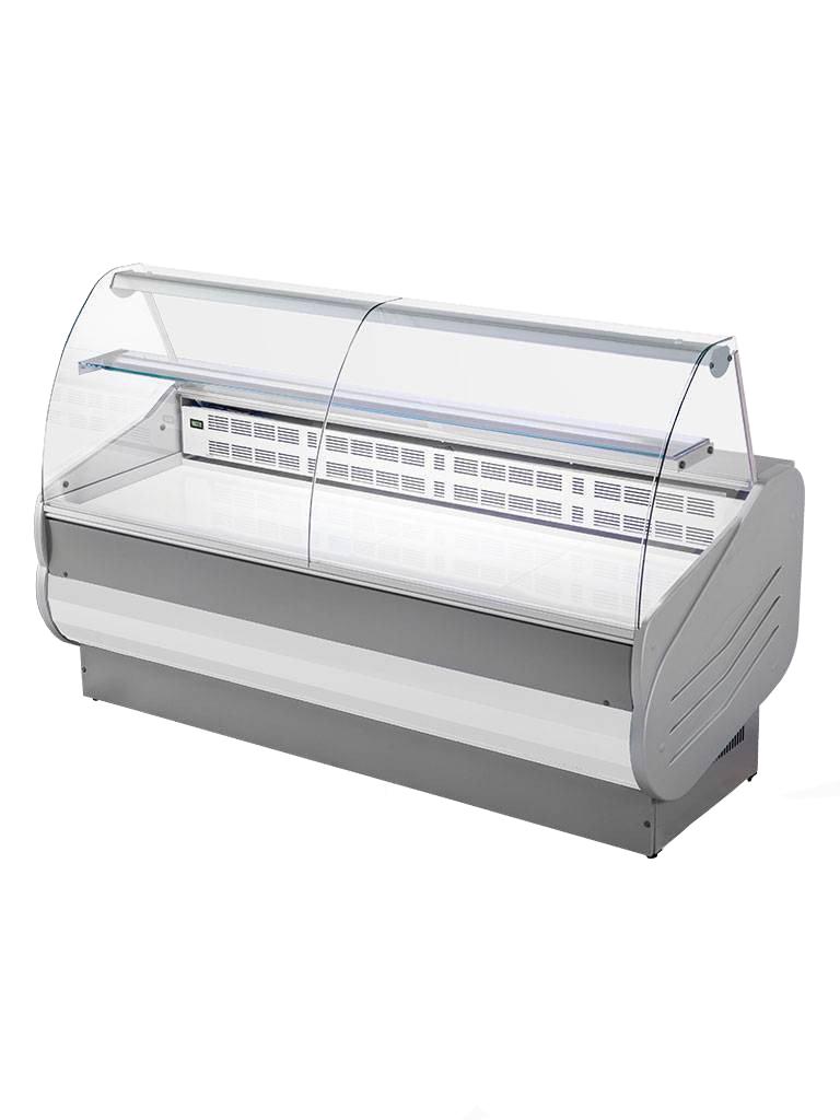 Comptoir réfrigéré Grande - 200 CM - Vitrine courbe - 490W - 230V - Blanc/Gris - Gastro