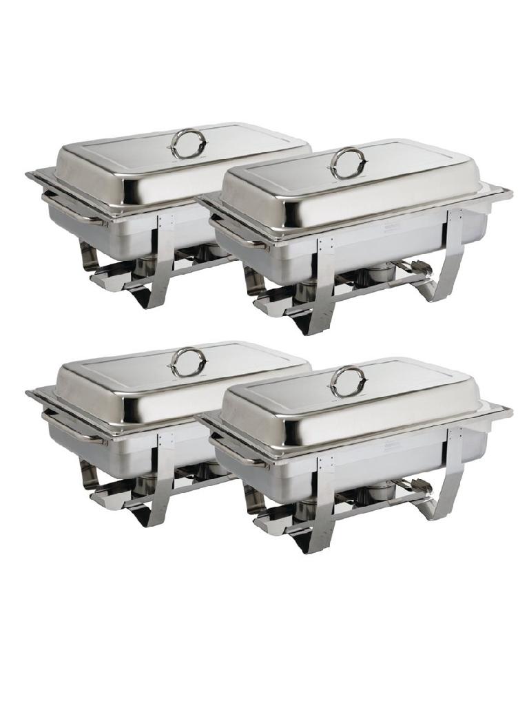 Set Chafing dish - 1/1 GN - 9 Litre - 4 pièces - Argent - H 27 x 33,2 x 59 CM - Inox - Olympia - S299