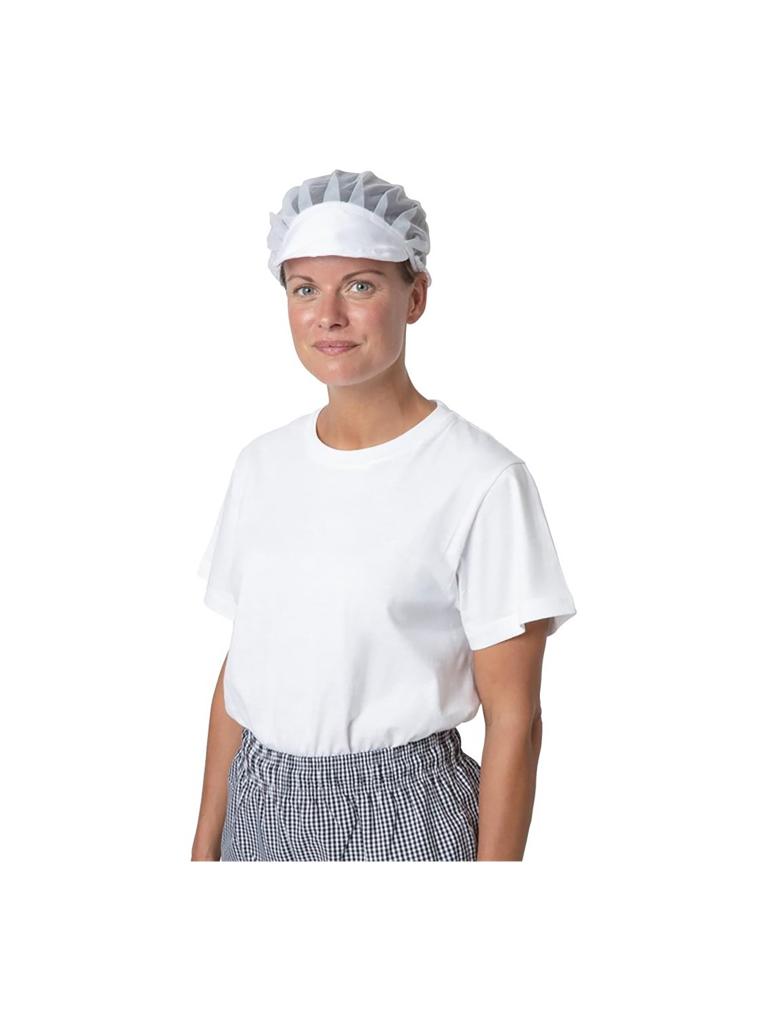 Chapeau avec filet à cheveux - Unisexe - Taille unique - Blanc - Nylon - Vêtements de Chefs Blancs - B226