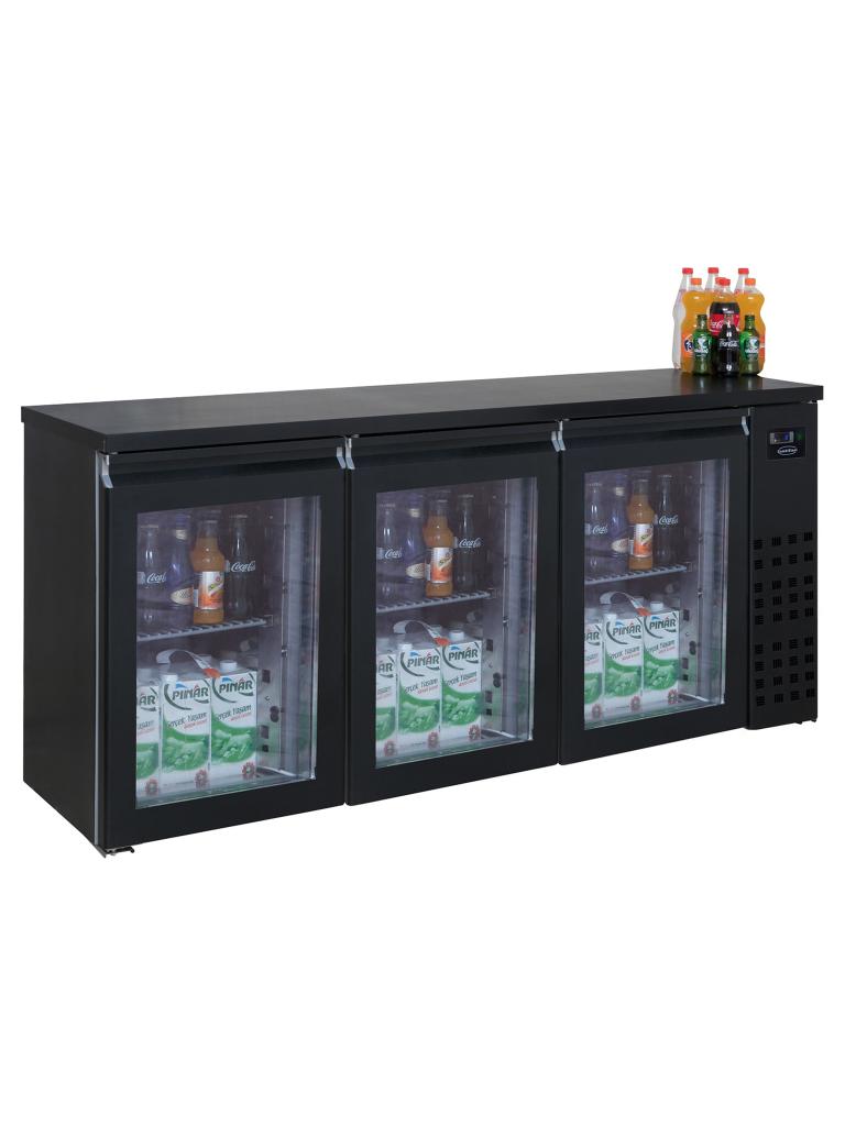 Display Bar Glacière - 500 Litres - 3 Portes - H 95 x 194 x 55 CM - Noir - 230V - Combisteel - 7489.5290