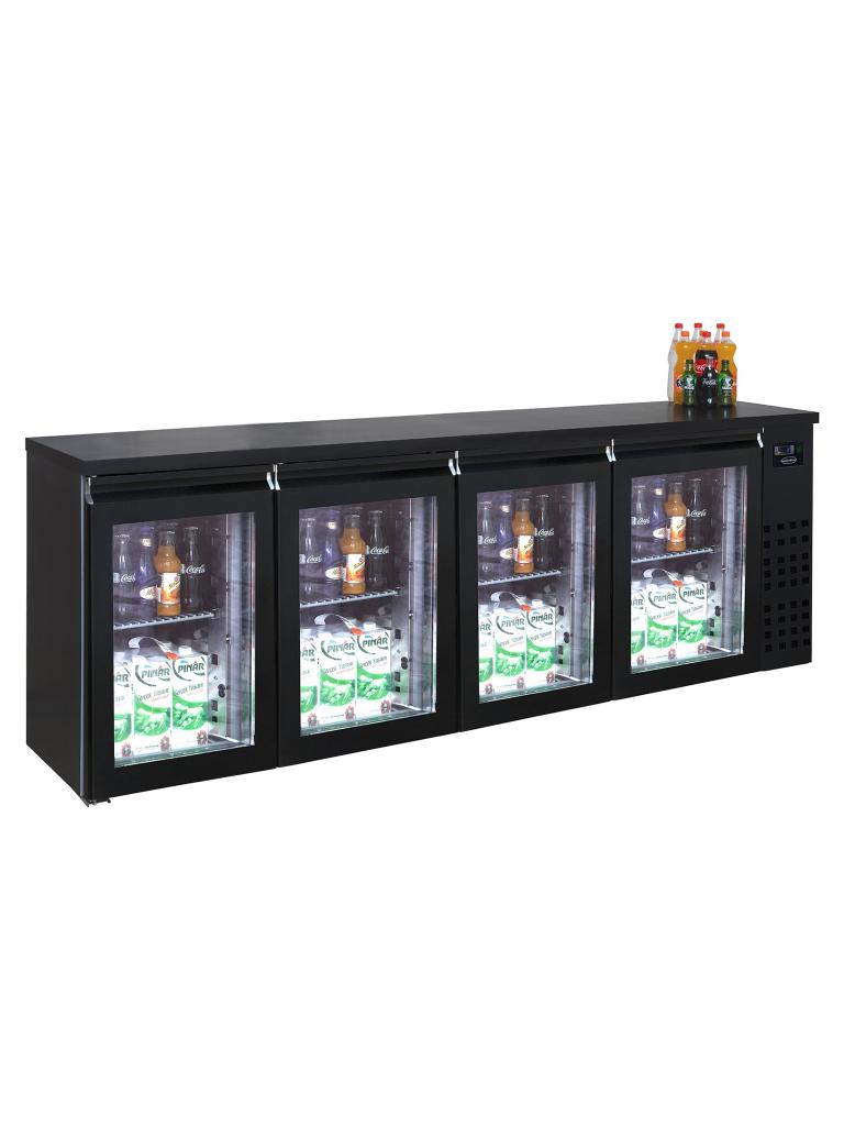 Display Bar Glacière - 680 Litres - 4 Portes - H 95 x 249 x 55 CM - Noir - 230V - Combisteel - 7489.5295
