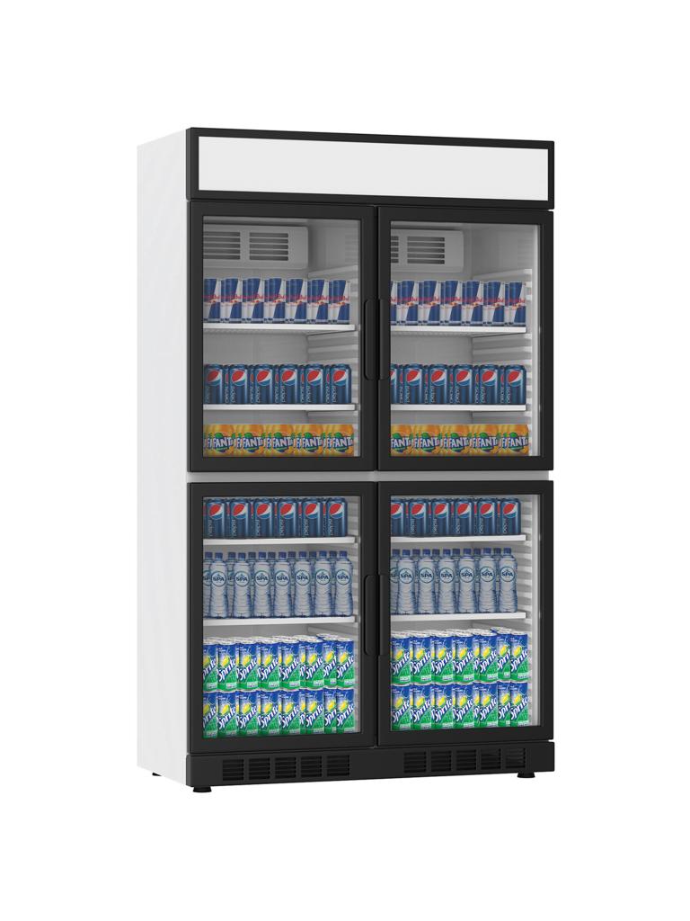 Réfrigérateur porte vitrée - 770 Litre - 4 Portes - Noir - H 199,4 x 120 x 60,5 CM - Gastro