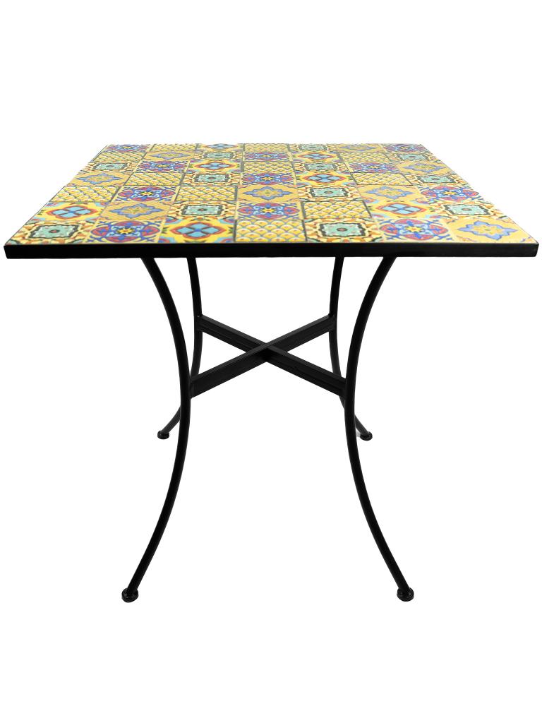 Table de terrasse - Céramique - Acier noir - 70 x 70 CM - Gastro
