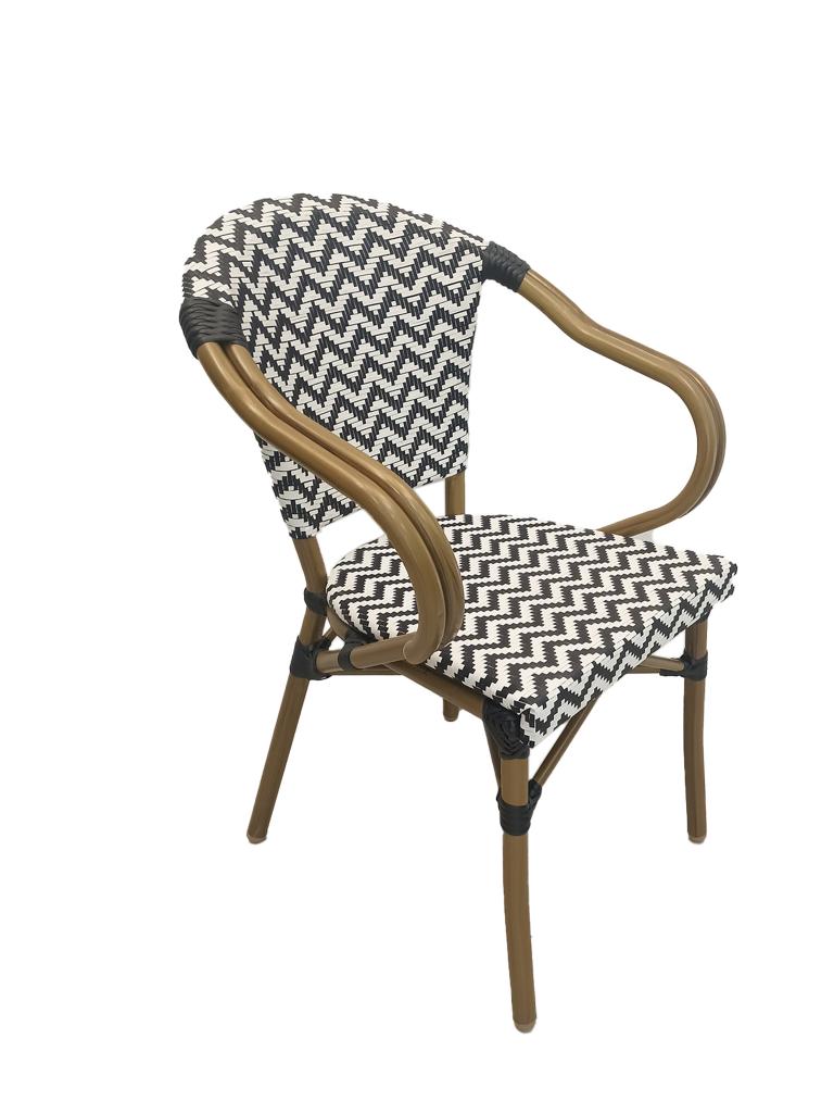 Chaise de terrasse Paris - Textilène - Noir / Blanc - Gastro