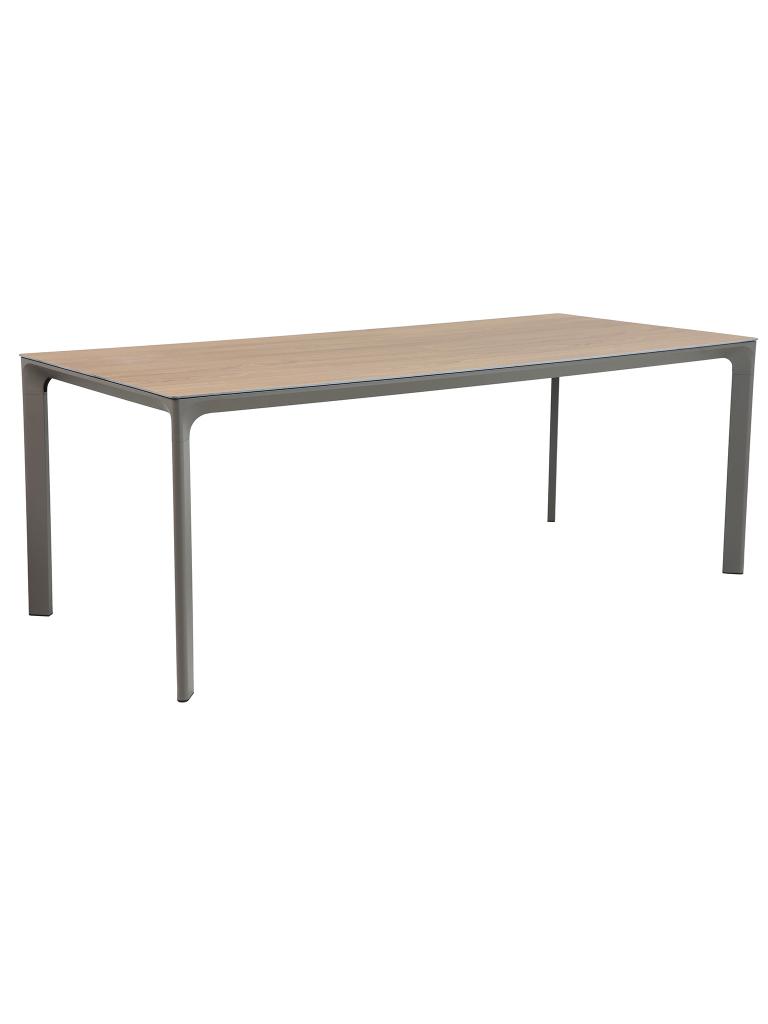 Table régulière de terrasse - Plateau aspect bois - Structure aluminium anthracite - 200 x 90 CM - Gastro