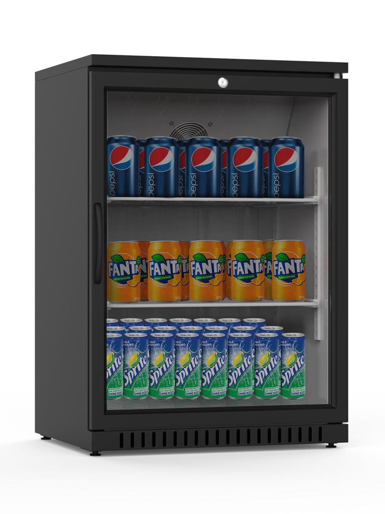 Réfrigérateur porte vitrée - 130 Litre - 1 porte - Noir - Gastro