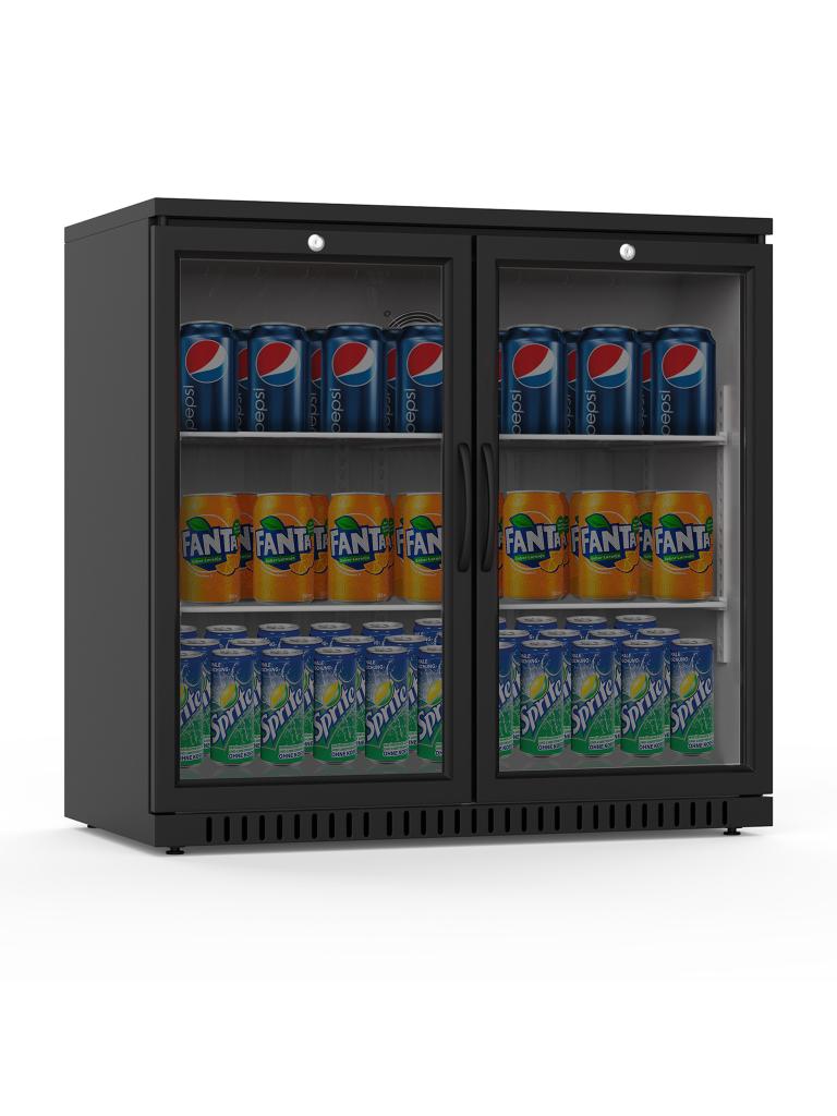 Réfrigérateur porte vitrée - 210 Litre - 2 portes - Noir - Gastro