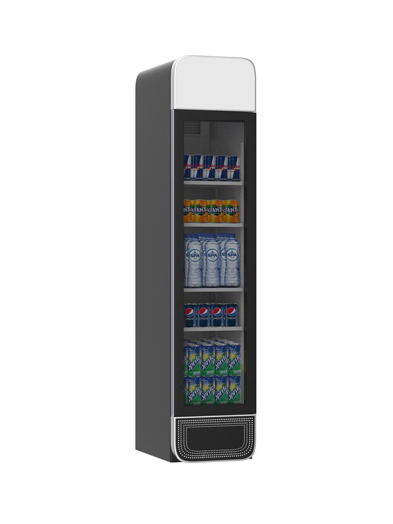 Réfrigérateur Porte Vitrée - 265 Litre - 1 Porte - Noir - H 207,7 x 45 x 59,5 CM - Gastro