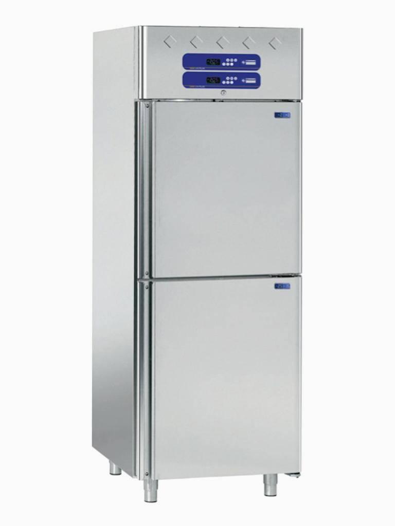 Réfrigérateur et cave à poisson - 700 Litre - 2 portes - 2/1 GN & 1/1 GN - H 202,5 x 77 x 82 CM - Inox - Diamant - AF2T/H2