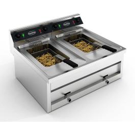 Friteuse - électrique - modèle de table - 2x 12 litres - 400V - H 32,8 x L 80 x P 70 CM - Combisteel