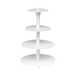 Présentoir à Gâteau Etages-4X - H 53 CM - 1.11 KG - Ø34 CM - Plastique - Blanc - 050031
