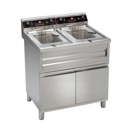 Friteuse - H 85 x 80 x 70 CM - 54,2 KG - 380 - 415 - Sans - Prise V - 9000 W - Inox - 12 Litre - Electrique - Caterchef - 508224