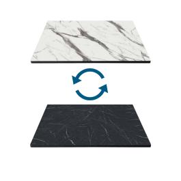 Plateau de table - Marbre Blanc & Marbre Noir - HPL - L 70 x P 70 CM - G-Line