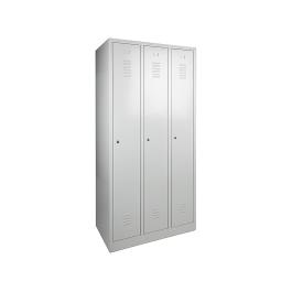 Armoire vestiaire - 3 portes - H 180 x 98 x 50 CM - Gris - Serrure à cylindre - WRC