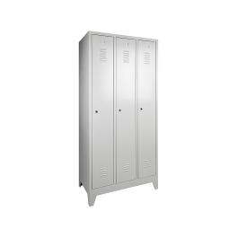 Armoire vestiaire - 3 portes - H 190 x 89 x 50 CM - Gris - Serrure à cylindre - WRC