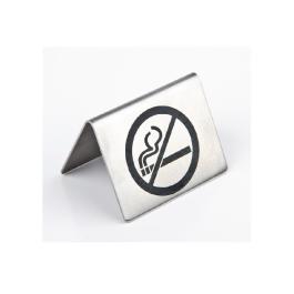 Panneau de table - Interdiction de fumer - H 3,5 x 5,1 x 3,8 CM - Acier inoxydable - Olympia - U044