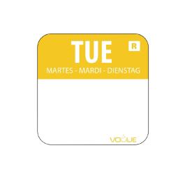 Etiquettes jour - Détachables - Mardi - 1000 pièces - Jaune - H 2,4 x 2,4 CM - Vogue - L932