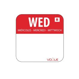Etiquettes jour - Détachables - Mercredi - 1000 pièces - Rouge - H 2,4 x 2,4 CM - Vogue - L933