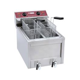 Friteuse - 2 x 8 Litres - Electrique - Vanne de vidange - Modèle de table - Diamant - FSM-2V5ET/S