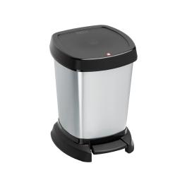 Poubelle à pédale - 4 pièces - 6 litres - Noir / inox - Rotho - Paso - 524617