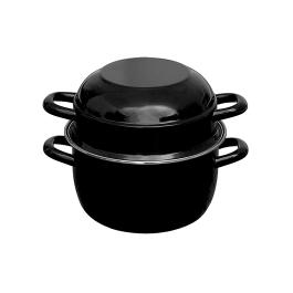 Poêle à moules - 0,733 KG - Ø18 CM - Émaillé - Noir - 2,8 Litre - Modèle surélevé - 975015
