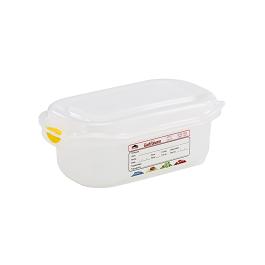 Boîte Alimentaire - 1/9 GN - 0.6 Litre - H 6.5 x 17.6 x 10.8 CM - Polypropylène - Transparent - -40°C / +100°C - Hermétique Verrouillable - Denox - 600330