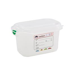 Boîte Alimentaire - 1/9 GN - 1 Litre - H 10 x 17.6 x 10.8 CM - Polypropylène - Transparent - -40°C / +100°C - Hermétique Verrouillable - Denox - 600340