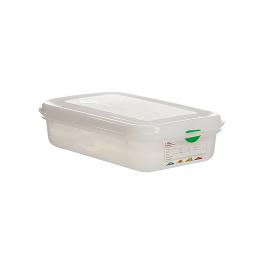 Boîte Alimentaire - 1/4 GN - 1.8 Litre - H 6.5 x 26.5 x 16.2 CM - Polypropylène - Transparent - -40°C / +100°C - Hermétique Verrouillable - Denox - 600400