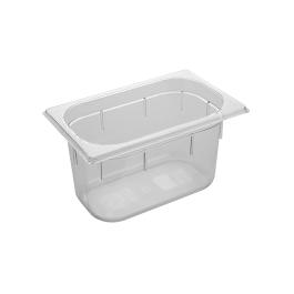 Bac gastronorme - GN 1/4 - 3,8 Litre - H 15 x 26,5 x 16,2 CM - Polycarbonate - Transparent - -40°C / +100°C - Caterchef - 953042