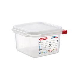 Boîte alimentaire - 1/6 GN - 1,7 Litre - H 10 x 17,6 x 16,2 CM - Polypropylène - Transparent - -40°C / +95°C - Hermétique Verrouillable - Araven - 962363