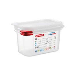 Boîte Alimentaire - 1/9 GN - 1 Litre - H 10 x 17.6 x 10.8 CM - Polypropylène - Transparent - -40°C / +95°C - Hermétique Verrouillable - Araven - 962393