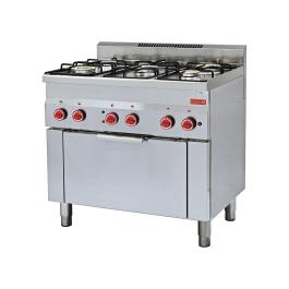 Cuisinière à gaz - Ligne 600 - 5 feux - Four à convection - H 85 x 90 x 60 CM - 220-240 V - Inox - Gastro M - GN014