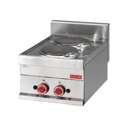 Cuisinière - Ligne 600 - 2 feux - Electrique - H 28 x 30 x 60 CM - 3000 W - 400 V - Inox - Gastro M - GN017