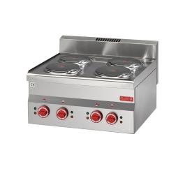 Cuisinière - Ligne 600 - 4 feux - Electrique - H 28 x 60 x 60 CM - 6000 W - 400 V - Inox - Gastro M - GN018