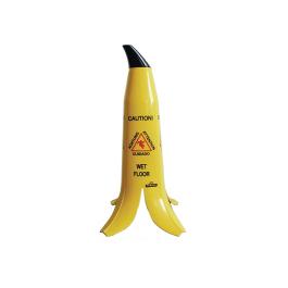 Avertissement banane - Attention sol mouillé - Jaune - H 60 x 29,2 x 29,2 CM - Polypropylène - GK976