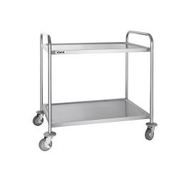 Chariot de service - 2 niveaux - Large - H 93 x 86 x 53,5 CM - Inox - Vogue - F998