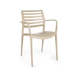 Chaise de patio Louise - Empilable - Accoudoirs - Beige - G-Line