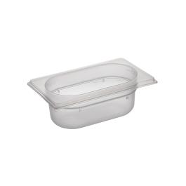 Bac gastronorme - GN 1/9 - 0,6 Litre - H 6,5 x 17,6 x 10,8 CM - Polypropylène - Transparent - -40°C / +95°C - Caterchef - 853880