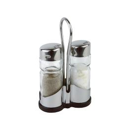 Ensemble poivre/sel - H 13 x 4 x 8 CM - Verre/inox - APS - CF295