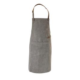 Tablier - Cuir - Toile lavée - Gris - Cuir artisanal