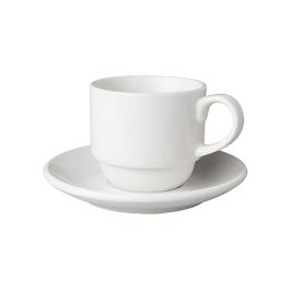 Tasse et soucoupe - 20 CL - Large - Blanc - 6 pièces - Mammouth - Budgetline - 506955