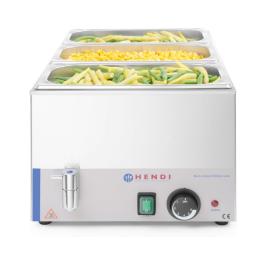 Ligne de cuisine Bain-marie avec robinet d'évacuation d'eau - inox - H 25 X 54 X 34 CM - Hendi - H238912