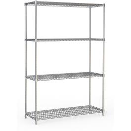Étagère - 4 niveaux - Démontable - Chrome - Acier chromé - H 180 x L 120 x P 45 CM - Combisteel