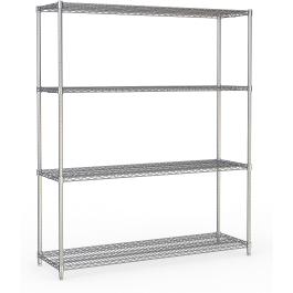 Étagère - 4 niveaux - Démontable - Chrome - Acier chromé - H 180 x L 150 x P 45 CM - Combisteel