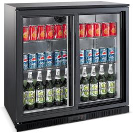 Glacière de bar - Portes coulissantes - 2 Portes - 198 Litres - Noir - 230V - H 85 x L 90 x P 52 CM - Combisteel