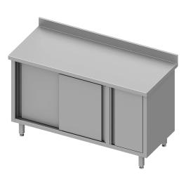 Table de travail fermée en acier inoxydable - Portes coulissantes - Armoire à droite - G-Line