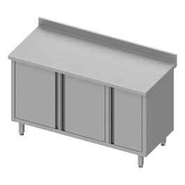 Table de travail fermée en acier inoxydable - Portes battantes - Armoire droite - Bord relevé 10 CM - G-Line