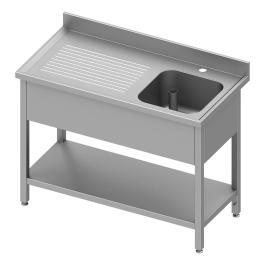 Table de plonge en inox pour restauration - 1 bac à droite - Avec étagère inférieure - G-Line
