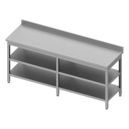 Table de travail en inox - Double étagère inférieure - Rebord relevé 10 cm - G-Line