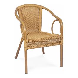 Chaise de terrasse Corino - Empilable - Accoudoir - Osier tressé - Naturel - Aluminium - G-Line